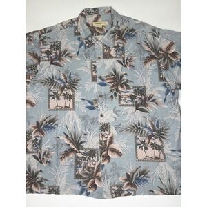 Joseph & Feiss Mens XXL Tropical Palm Tree Hawaiian Button‎ Up Shirt 100% Silk